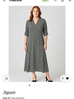 Jigsaw Black & White Speckle V-Neck Midi Dress